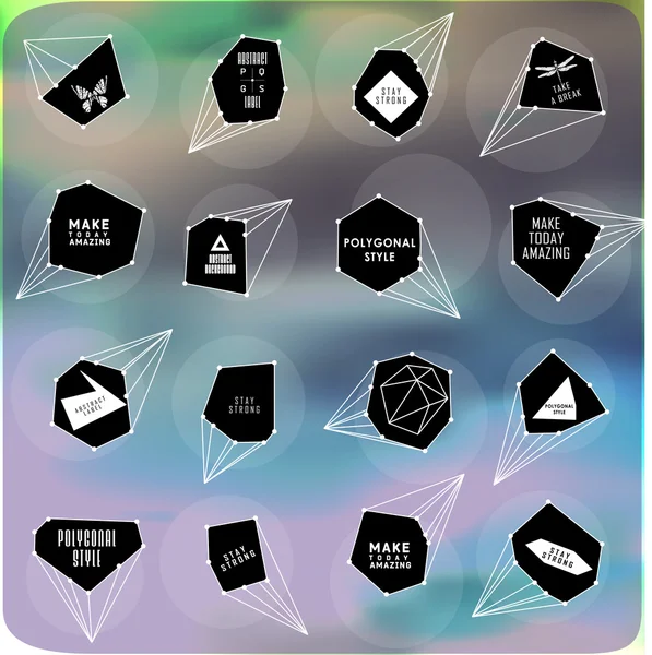 Diseño abstracto de la etiqueta poligonal. Elementos de la astronomía — Archivo Imágenes Vectoriales