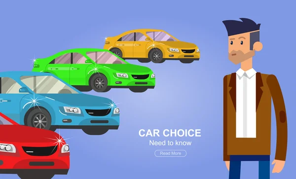 Coches usados concepto de reventa con las manos con llaves y dinero ilustración vector plano — Vector de stock