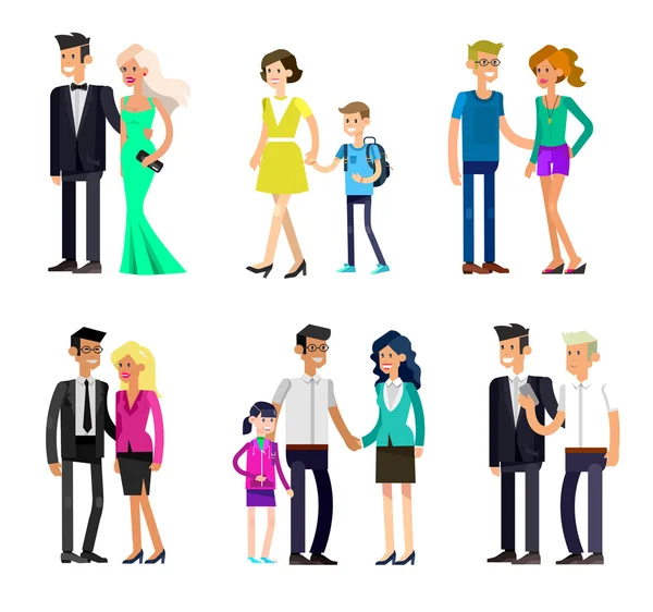 Parents with kids, couple, family and children — Stock Vector