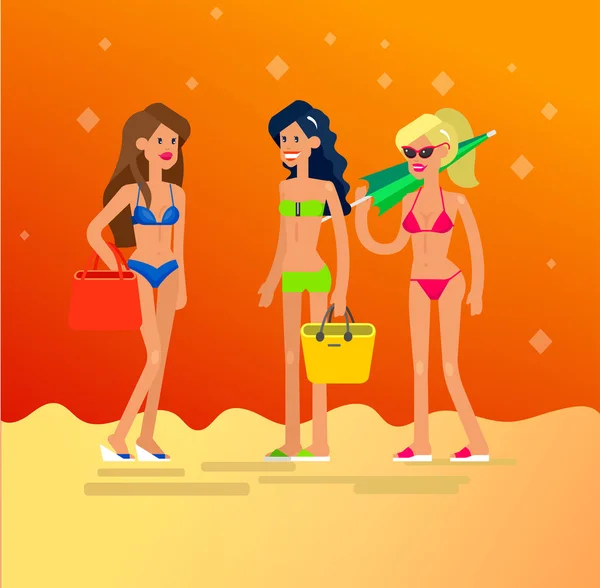 Hete meisje op een strand. vectorillustratie — Stockvector