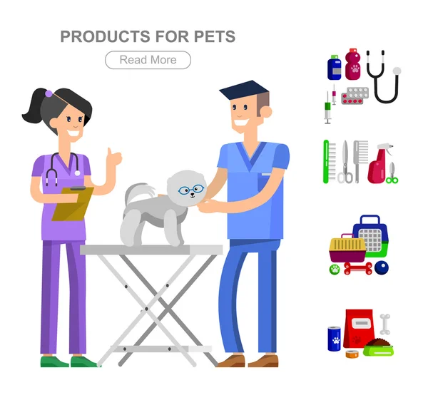 Pet shop. Pets accessories and vet store — Stock Vector © Merfin 111447000