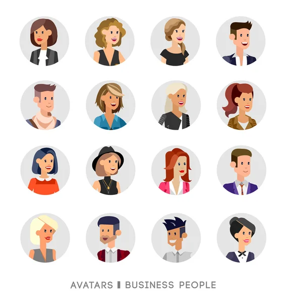 Cute cartoon menselijke avatars in reeks — Stockvector