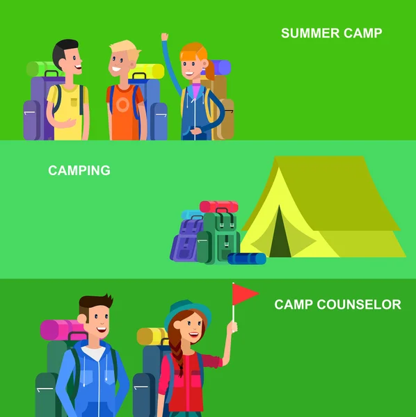 Vector ilustración de campamento de verano para niños — Vector de stock