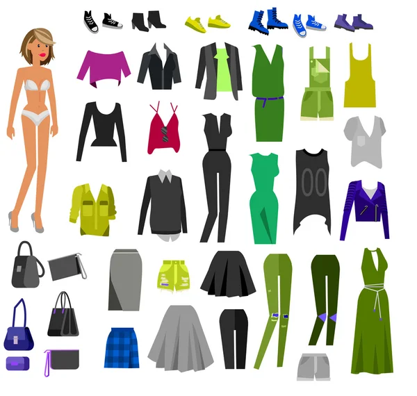 Kvinnakläder. Garderob — Stock vektor