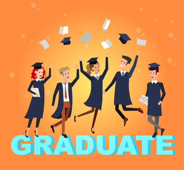 Πανεπιστήμιο φοιτητές αποφοίτηση — Διανυσματικό Αρχείο