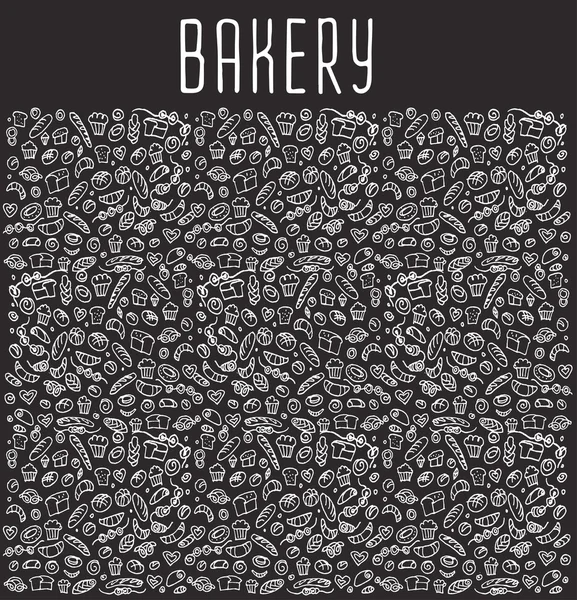 Hand drawn bakery seamless logo background. — Stock Vector