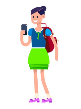 Detaylı karakter düz tasarım çocuk öğrencileri vektör