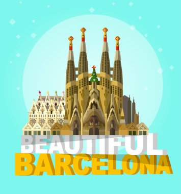 La Sagrada Familia - beyaz bir arka plan üzerinde Gaudi tarafından tasarlanmış etkileyici Katedrali vektör çizim.