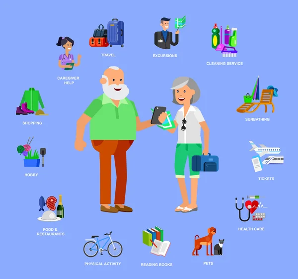 Kıdemli üzerinde serin vektör düz karakter tasarımı