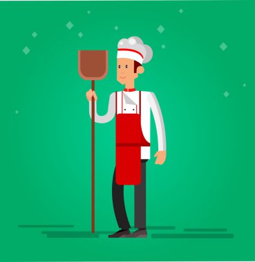 Baker ekmek simgesi fırın arka plan düz tasarlamak vektör yemek pişirmek