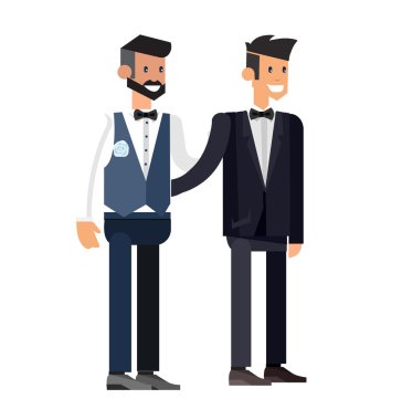 Geleneksel olmayan aile. Mutlu sevimli düğün gay ve lezbiyen