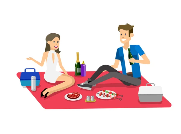 Családi piknik. Grill party. élelmiszer- és grill — Stock Vector
