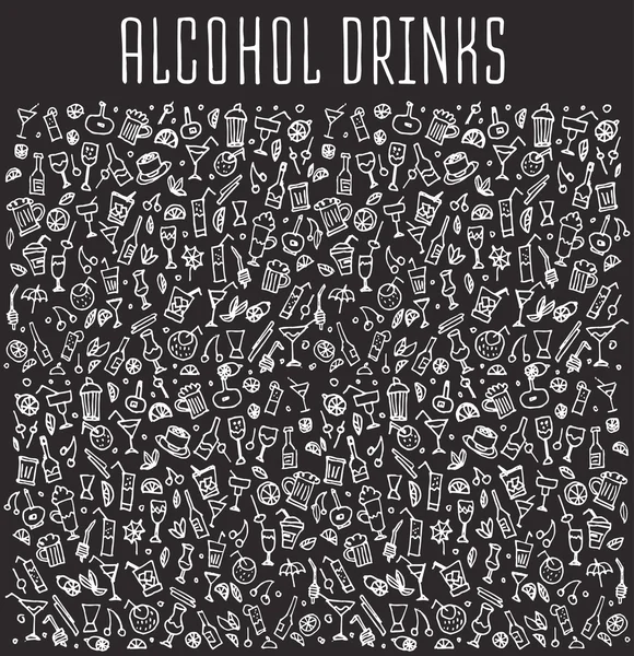 Çeşitli karalamalar kokteyller ve alkolsüz içecekler