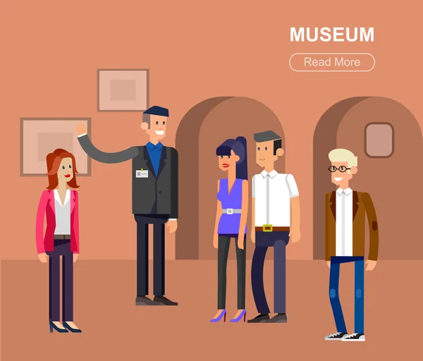 Personnages drôles dans le musée — Image vectorielle