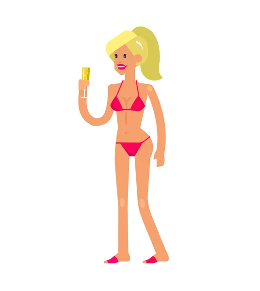 Menina quente em uma praia. Ilustração vetorial — Vetor de Stock