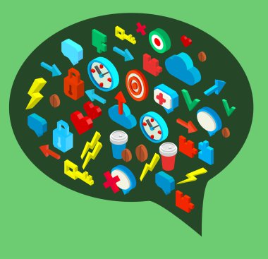 İzometrik simgeler toplama insan beyin sürecinin