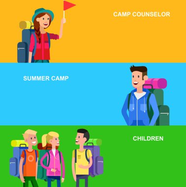 vektör çizim çocuklar yaz kampı