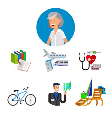 Kıdemli üzerinde serin vektör düz karakter tasarımı