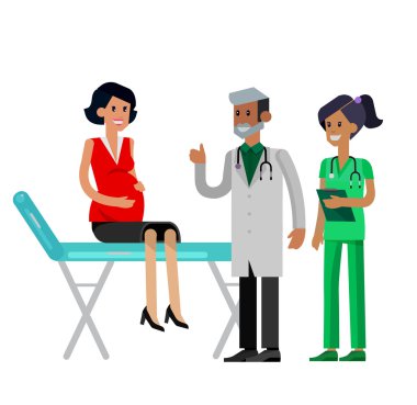 Mutlu hamile kadın bir doktor ziyaret