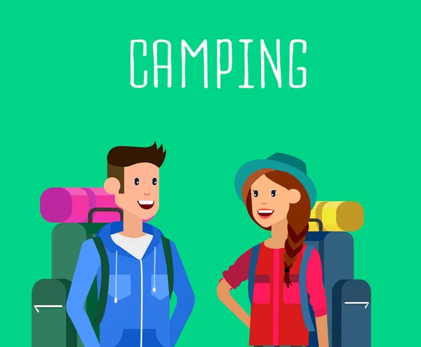 Zomer camping tekens. — Stockvector