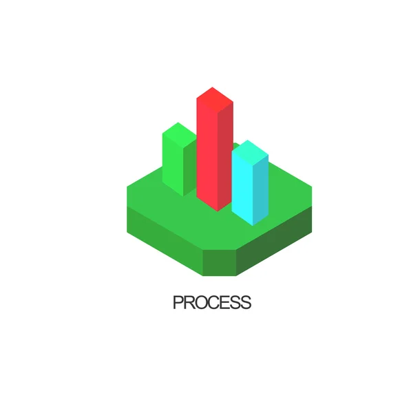 Isometric ikon pengumpulan proses otak manusia - Stok Vektor