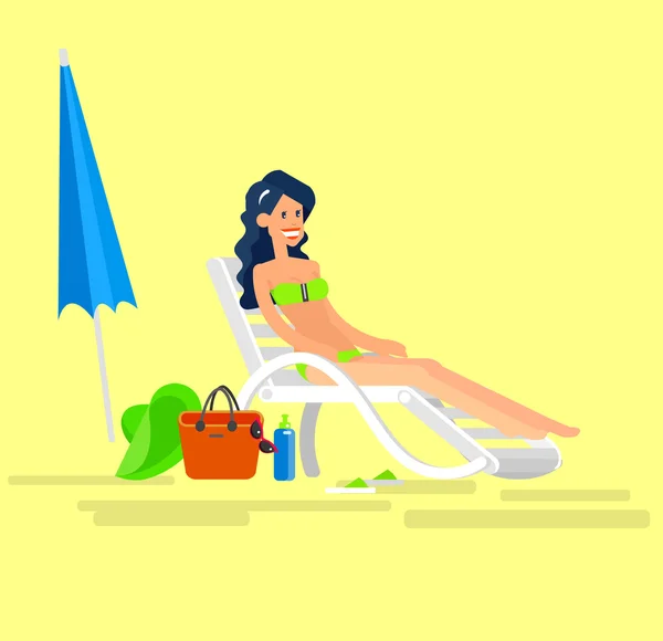 Hot girl on a beach. Vector illustration — Stock Vector