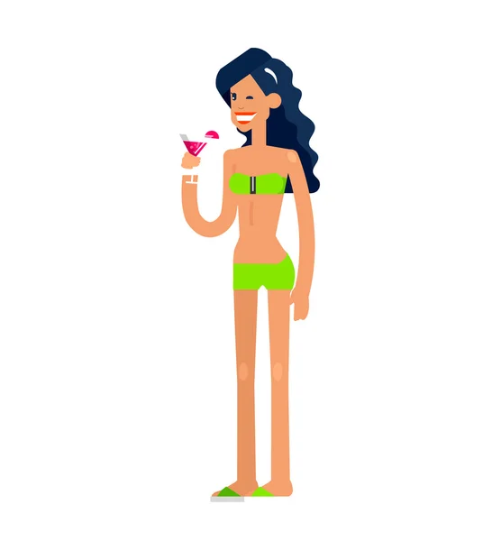 Hete meisje op een strand. vectorillustratie — Stockvector