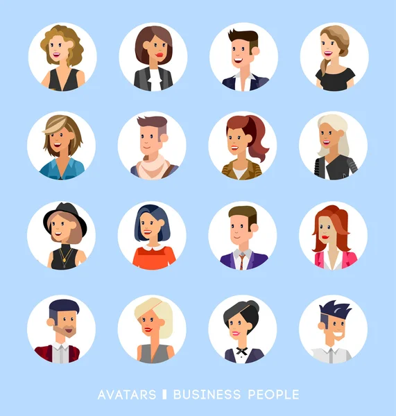 Cute cartoon menselijke avatars in reeks — Stockvector