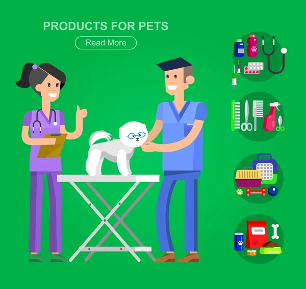 Djuraffär. Husdjur tillbehör och veterinären butik — Stock vektor