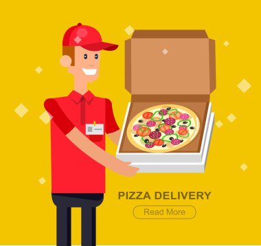 Çizgi film pizza teslimi adam