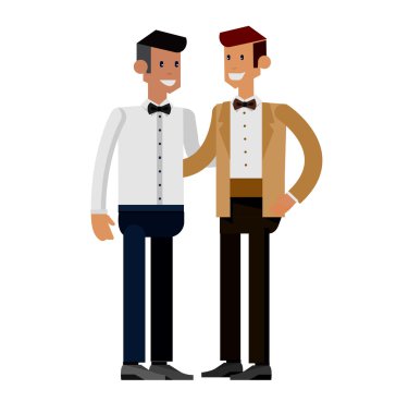 Geleneksel olmayan aile. Mutlu sevimli düğün gay ve lezbiyen