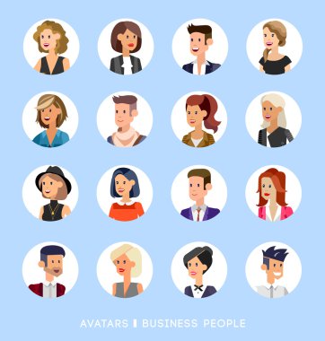 Sevimli çizgi insan avatarlar set