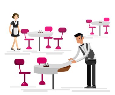 Detaylı karakter restorandaki vektör