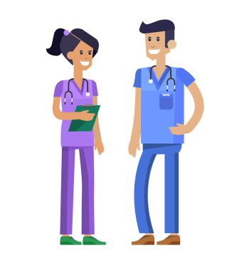 erkek ve kadın doktor karakter kümesi
