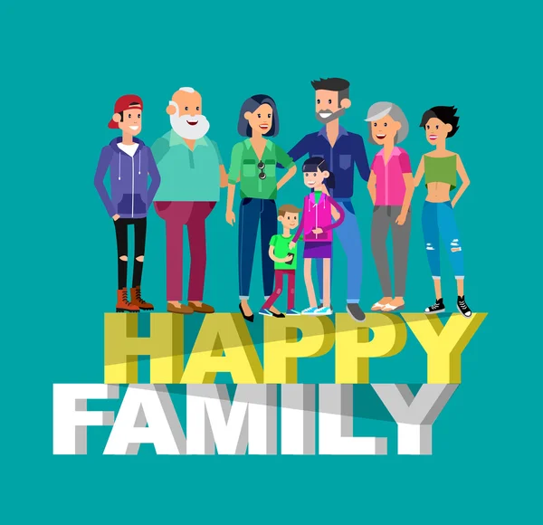 Joukko iso onnellinen perheen hahmo — vektorikuva