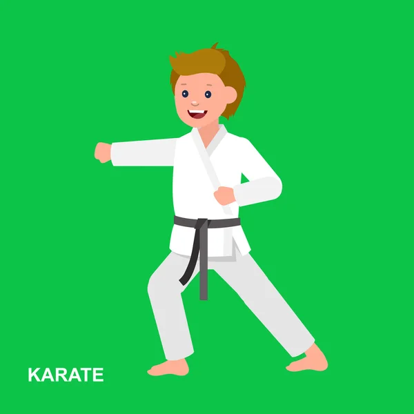 Cartoon kind dragen van kimono, martial art — Stockvector