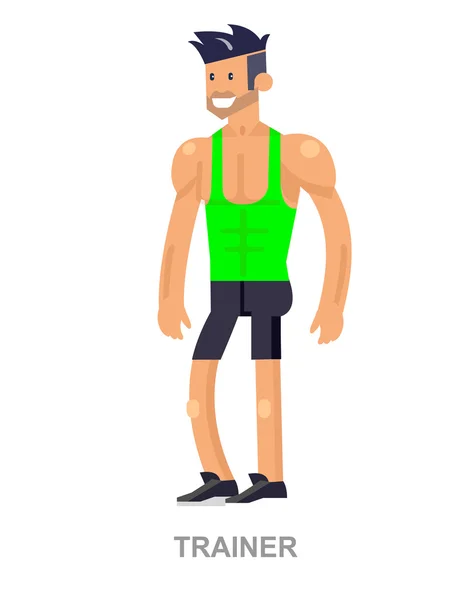 Dibujos animados Fitness Coach — Vector de stock