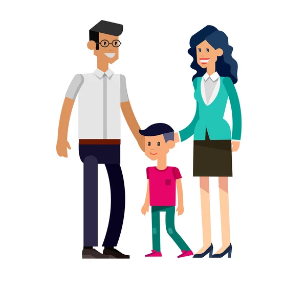 Părinți cu copii, cuplu, familie și copii — Vector de stoc