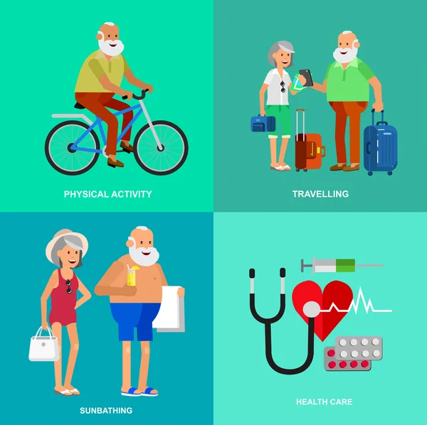 Kıdemli üzerinde serin vektör düz karakter tasarımı