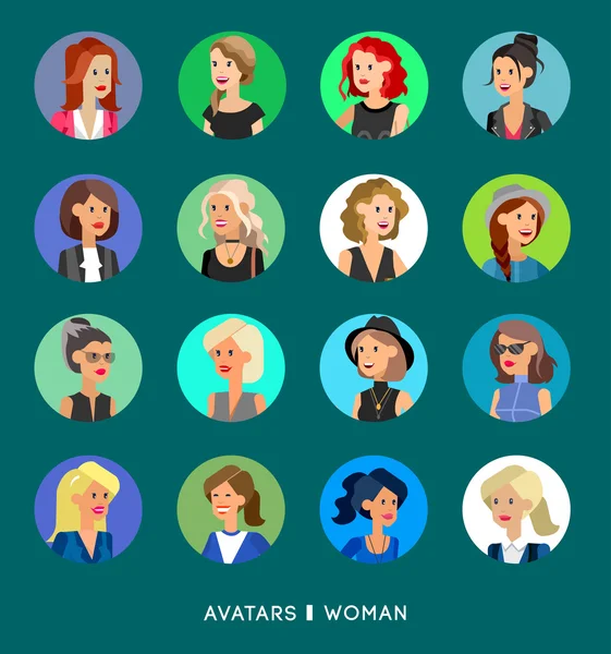 Bonito desenho animado avatares humanos conjunto — Vetor de Stock