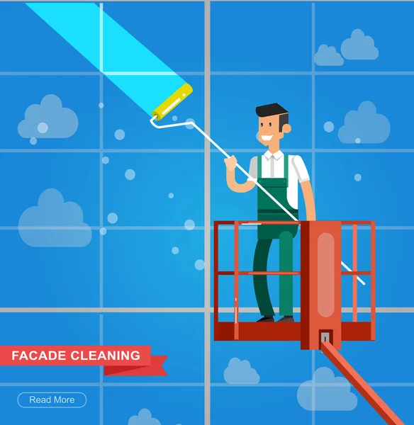 Ilustración de un limpiador de ventanas — Vector de stock