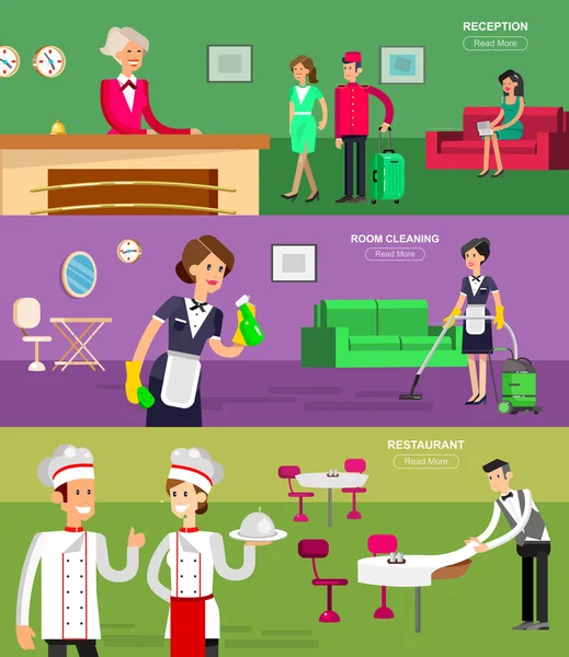 Hotel staff and service — Stock Vector