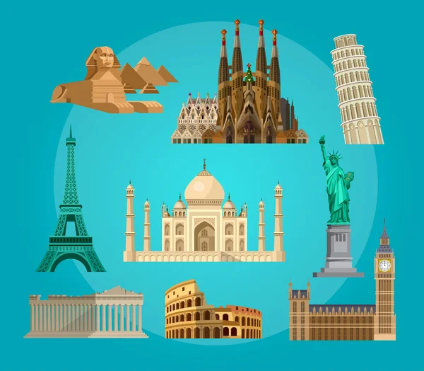 High quality, detailed World landmarks — Stock Vector