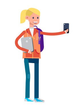 Detaylı karakter düz tasarım çocuk öğrencileri vektör