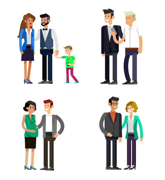 Parents avec enfants, couple, famille et enfants — Image vectorielle