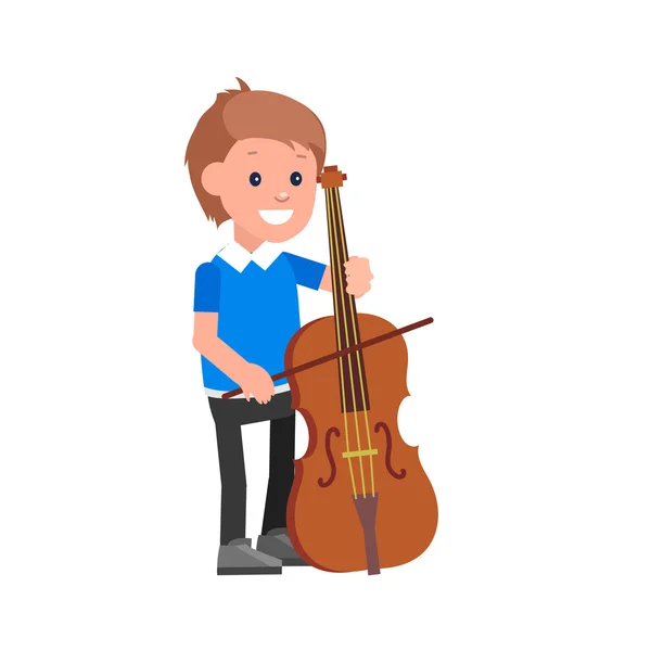 Happy kid jouer sur la contrebasse — Image vectorielle