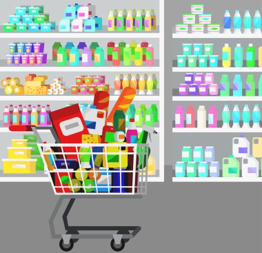 Salonu, süpermarket vektör düz çizimler