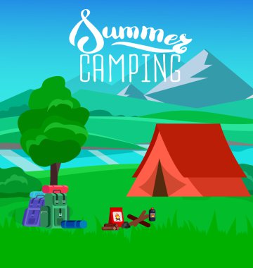 Yaz manzara. Dağlarda sabah peyzaj.