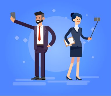 Selfie çekim aile ve çiftler vektör