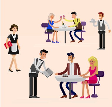 Detaylı karakter restorandaki vektör